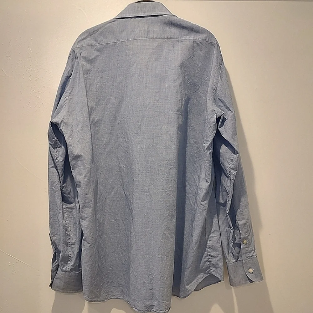 VTG Gucci 80s Blue Double G Oxford Shirt 17 X43 100% Cotton FLAWS